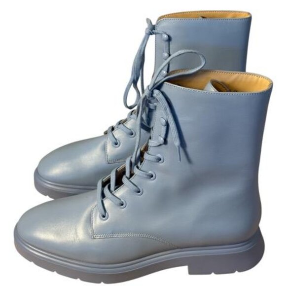 Stuart Weitzman McKenzee Cornflower Blue Combat Boots - Picture 1 of 3